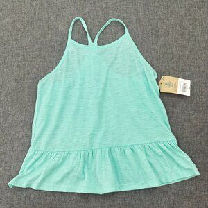NEW! Thereabouts Girls Tank Top L14 Cotton‎ Blend Mint /Beach Glass $22 Ruffled